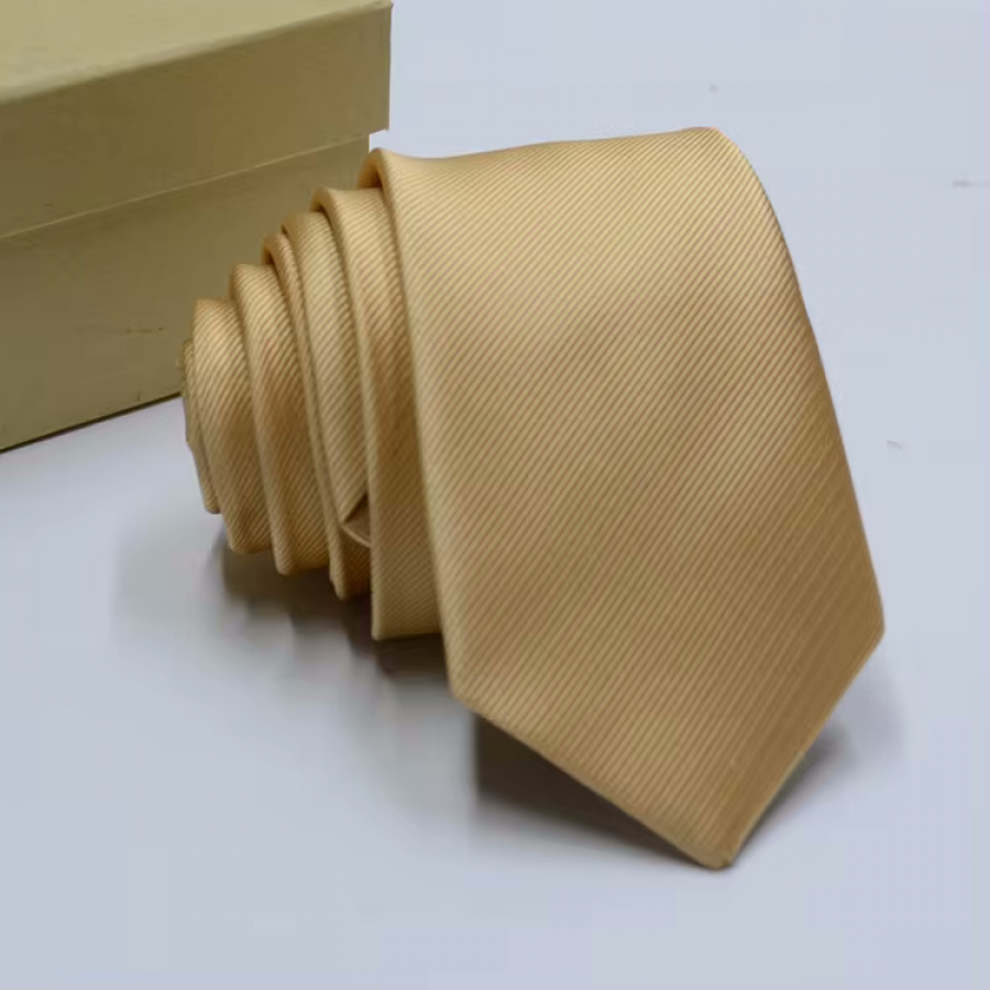 COR-0106 - Corbata Unicolor Amarillo Textura 6cm