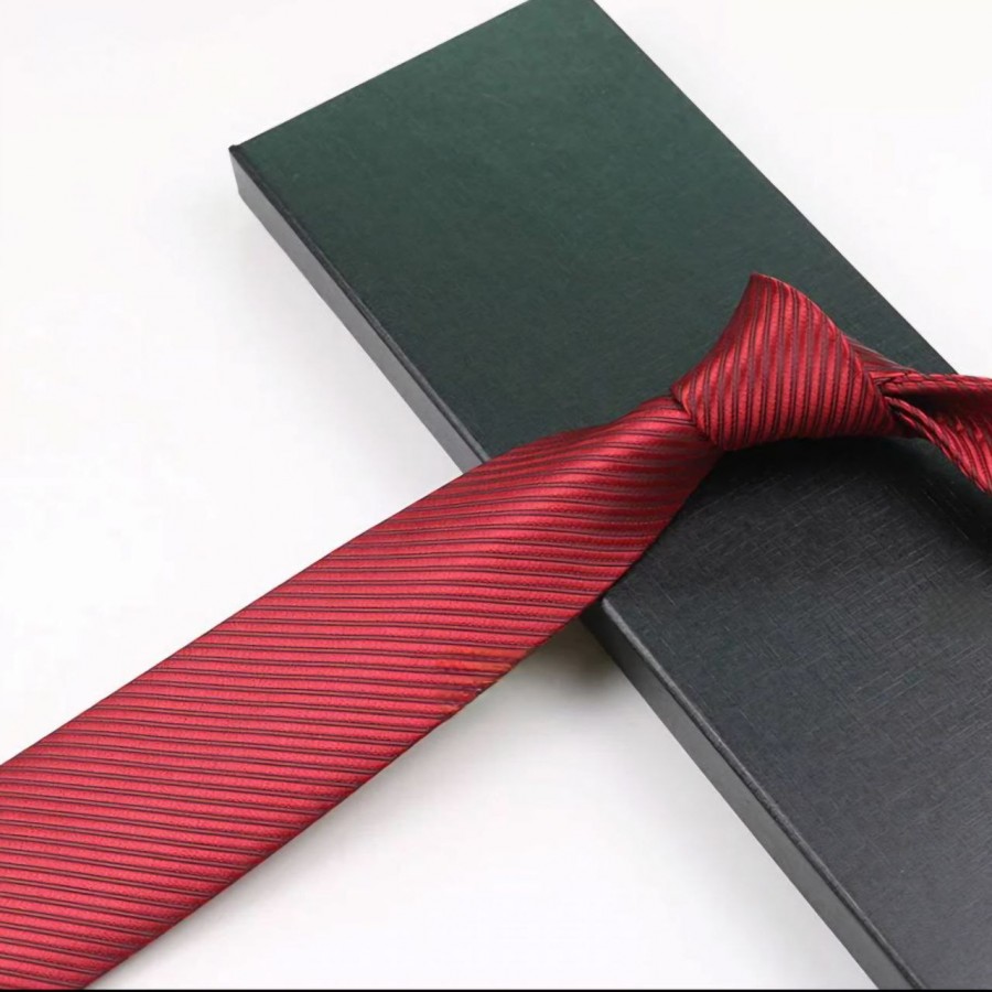 COR-0202 - Corbata Rayas Rojo Oscuro Acanalada 8cm