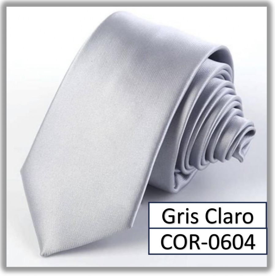 COR-0604 - Corbata Unicolor Gris Lisa 6cm