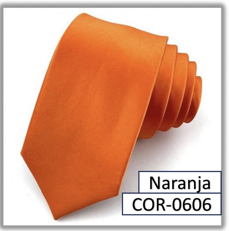 COR-0606 - Corbata Unicolor Naranja Lisa 6cm