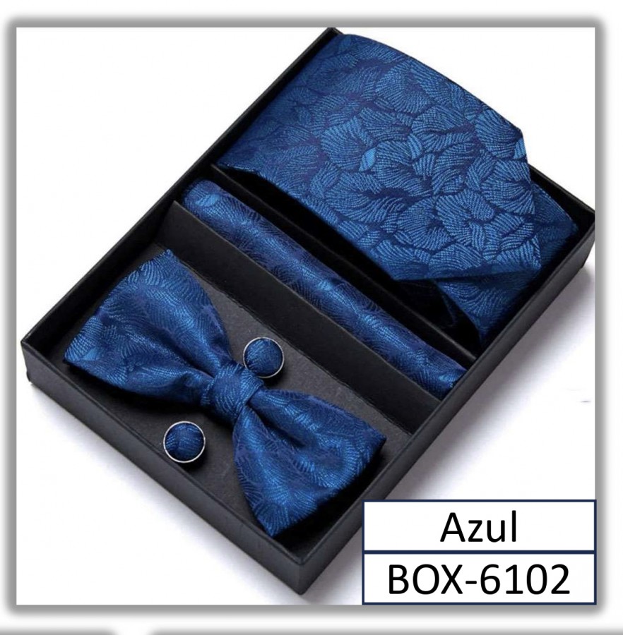 BOX-6102 - Box Corbata Pañuelo Lazo y Juntas Azul Marino