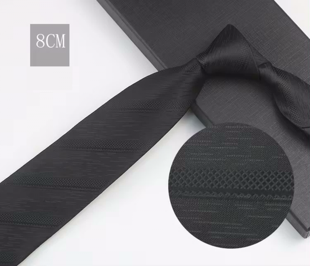 COR-0504 - Corbata Estampado Negro 6cm