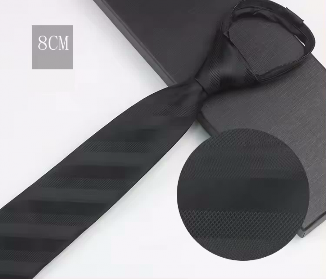 COR-0505 - Corbata Estampado Negro 6cm